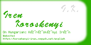 iren koroskenyi business card